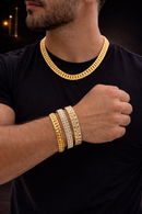 KIT 3 PULSEIRAS + CORRENTE GRUMET – BANHADO A OURO 18K