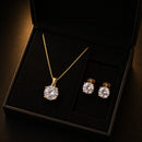 Conjunto Colar + Brincos Zircônia Redonda Banhado a Ouro 18K