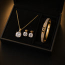 Conjunto Colar + Brincos + Bracelete Olho Grego em Zircônia Banhado a Ouro 18K